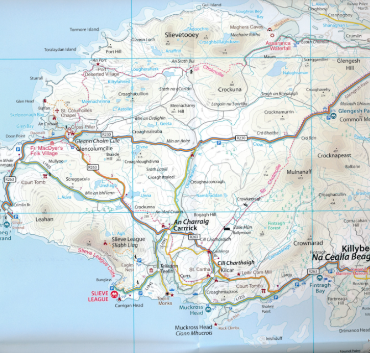 Wandelkaart- landkaart- Countie Donegal- Ireland - Xploreit