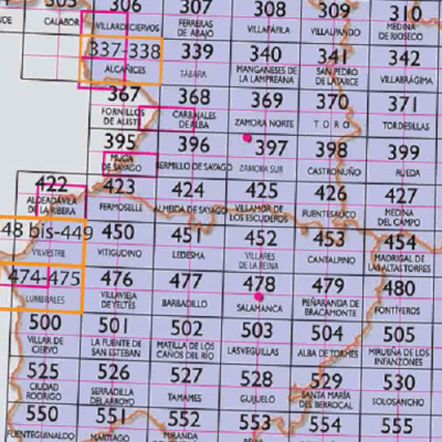 07- CNIG - Topografische MTN25 - Zamora, Salamanca, Valladolid, Léon (provincies) Spanje