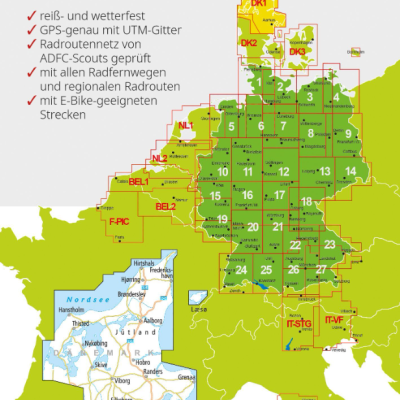 ADFC (RT) Radtourenkarte fietskaart (Rood)