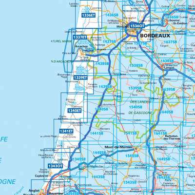 IGN TOP25 Wandelkaarten - Atlantische kust ZUID