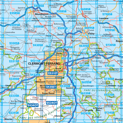 IGN TOP25 Wandelkaarten Auvergne Noord