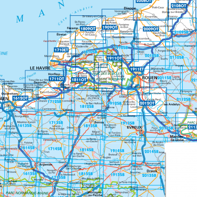 IGN TOP25 Wandelkaarten Normandië Oost