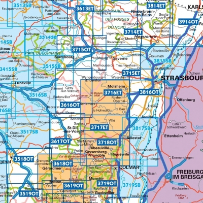 IGN TOP25 Wandelkaarten Vogezen en Elzas - Lotharingen Oost