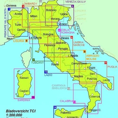 Overzicht Regionale Landkaarten Wegenkaarten TCI Editore 1 > 15 - 1:200.000