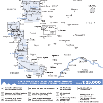 Wandelkaarten CGI Italië 1:25.000 - 101 tot 116