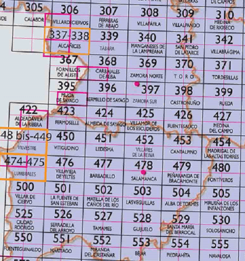 07- CNIG - Topografische MTN25 - Zamora, Salamanca, Valladolid, Léon (provincies) Spanje