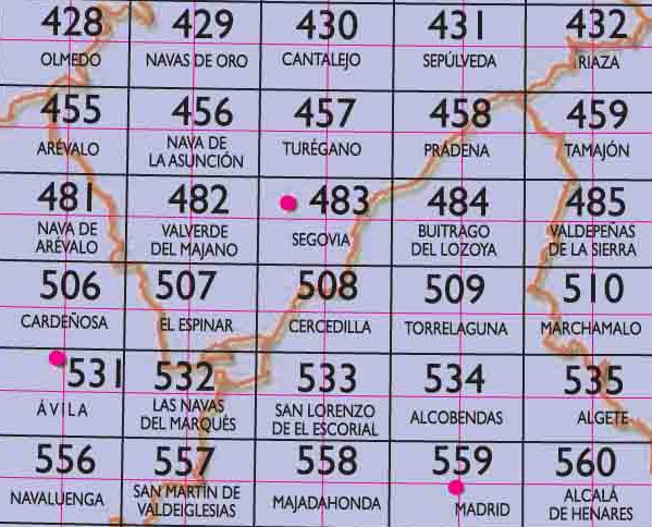 09 - CNIG - Topografische MTN25 - Segovia, Guadalajara, Avila, Madrid, (provincies) Spanje