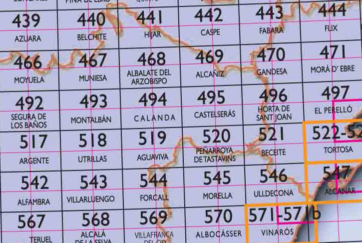 13 - CNIG - Topografische MTN25 - Tarragona, Zaragosa, Teruel, Castellon, (provincies) Spanje