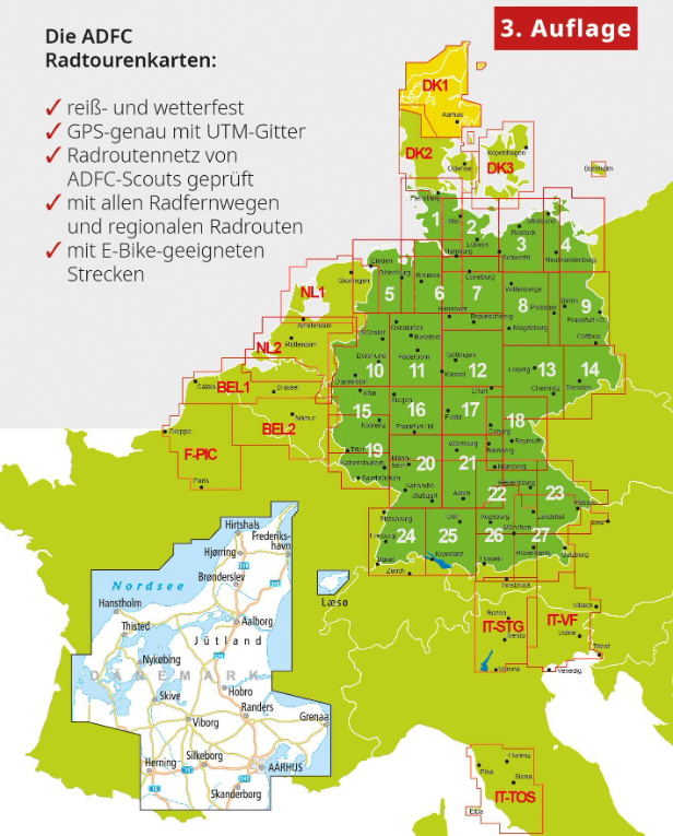 ADFC (RT) Radtourenkarte fietskaart (Rood)