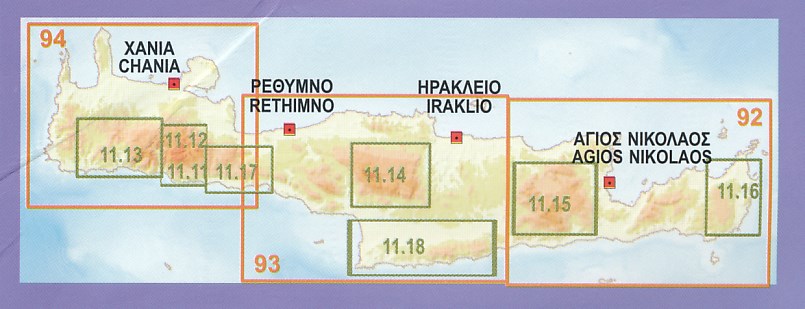 Anavasi Kreta kaarten schaal 25.000 en 100.000