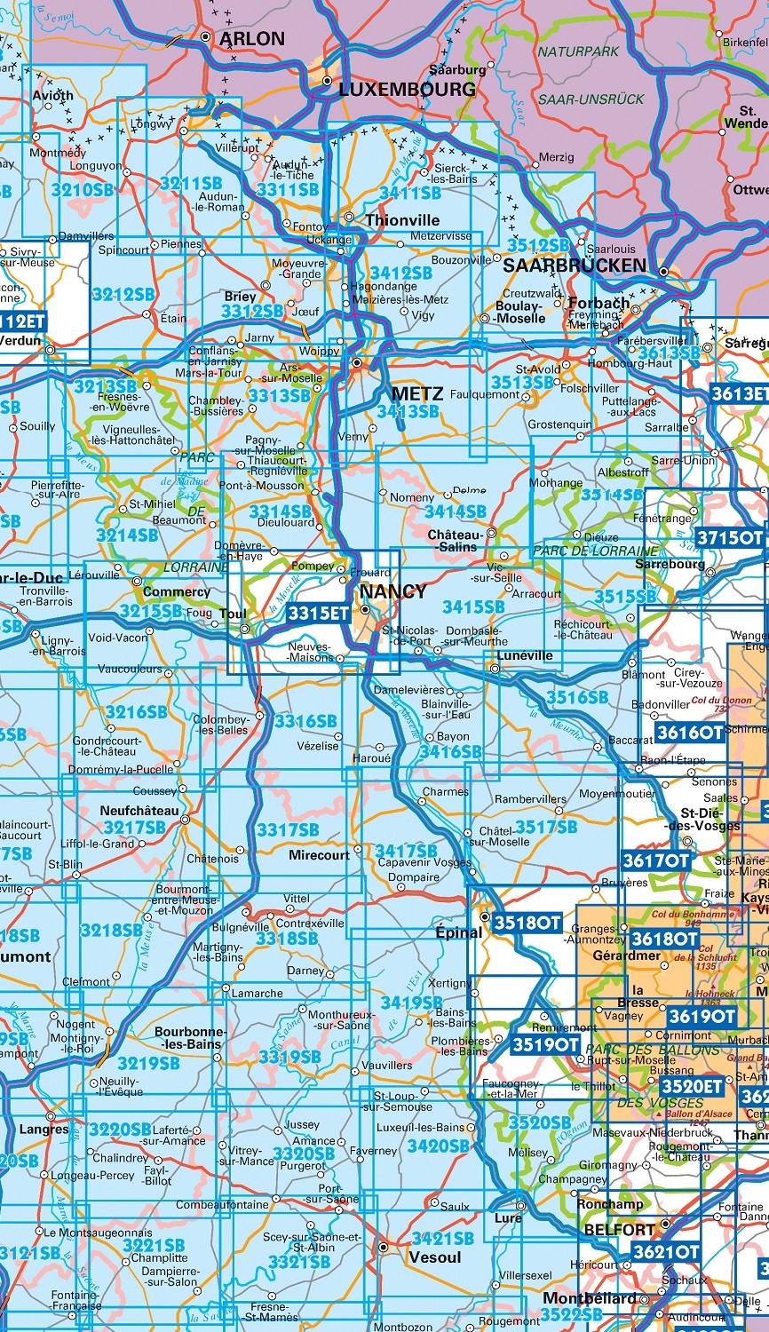IGN TOP25 Wandelkaarten Elzas - Lotharingen West