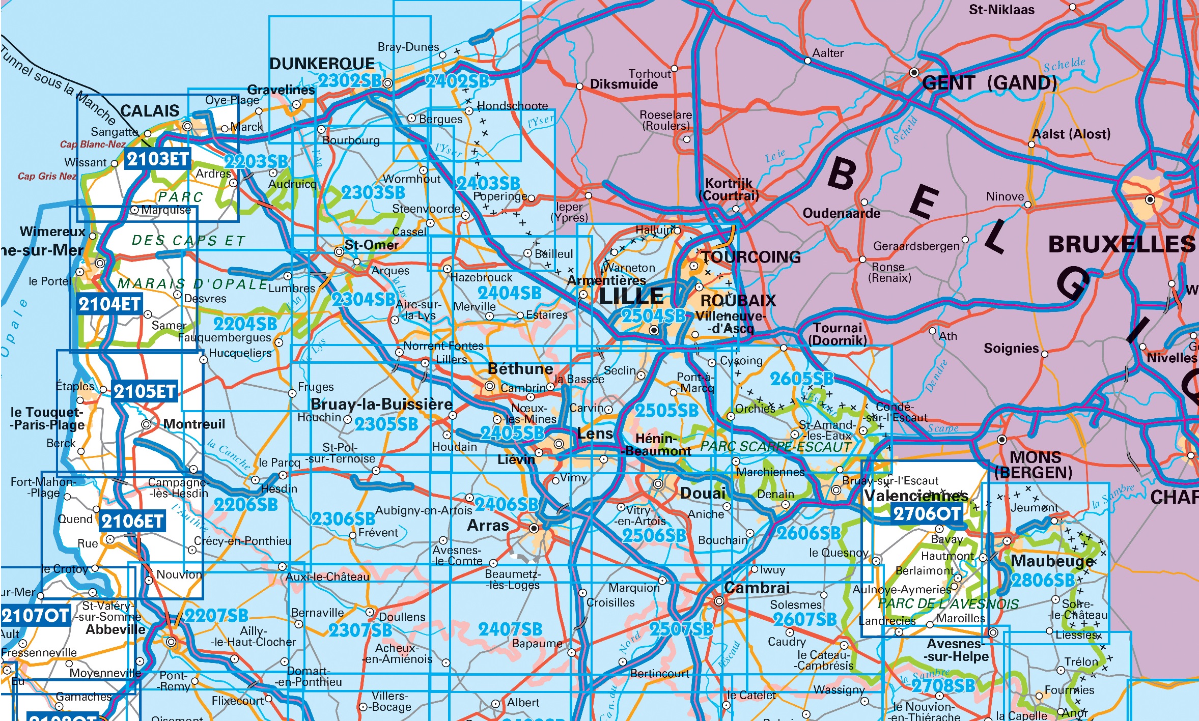 IGN TOP25 Wandelkaarten Pays de Calais - Picardië Noord