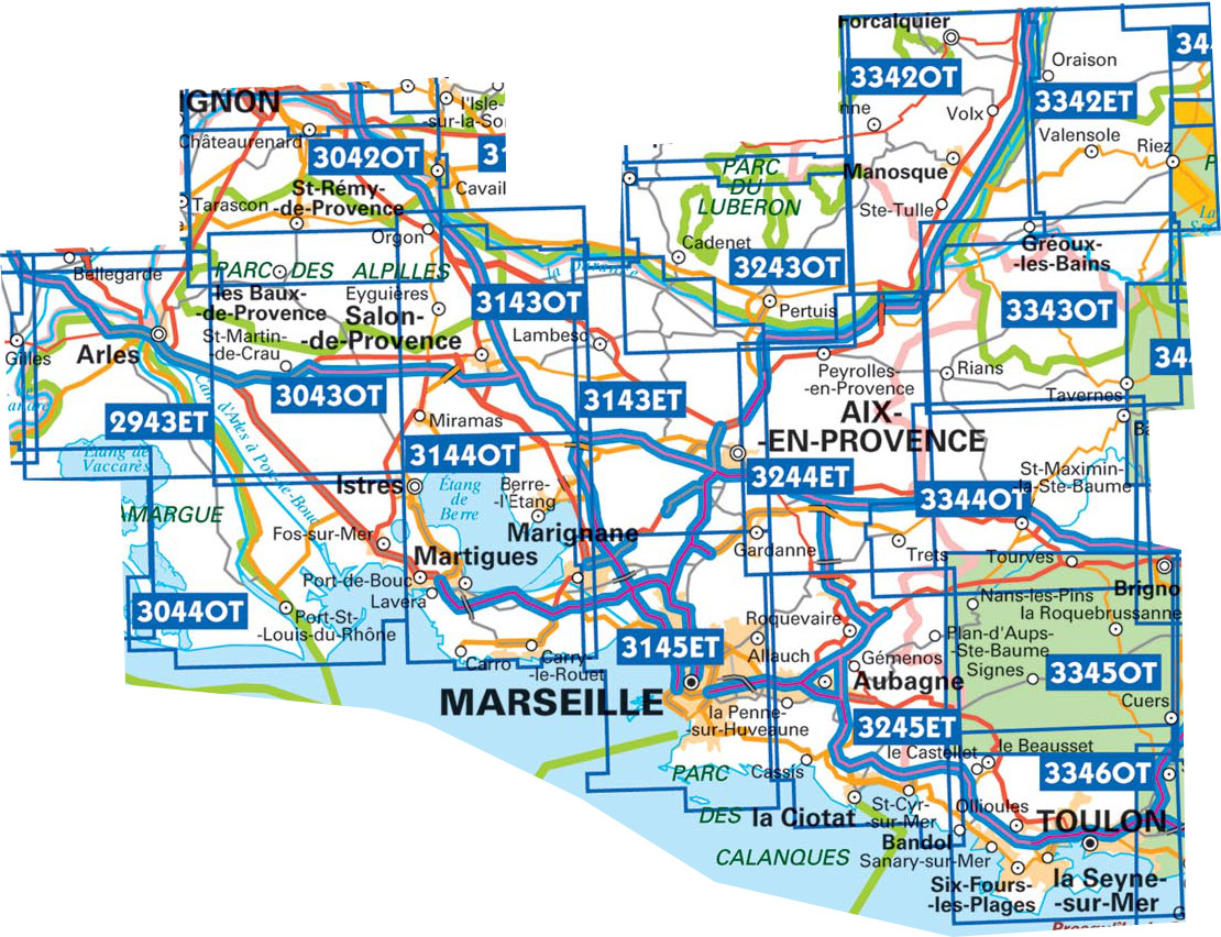 IGN TOP25 Wandelkaarten Provence & Côte-d'Azur - Westelijke gedeelte