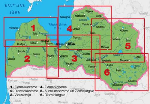 Jana Seta Wegenkaarten Letland 1 tot 6 - 1:200.000