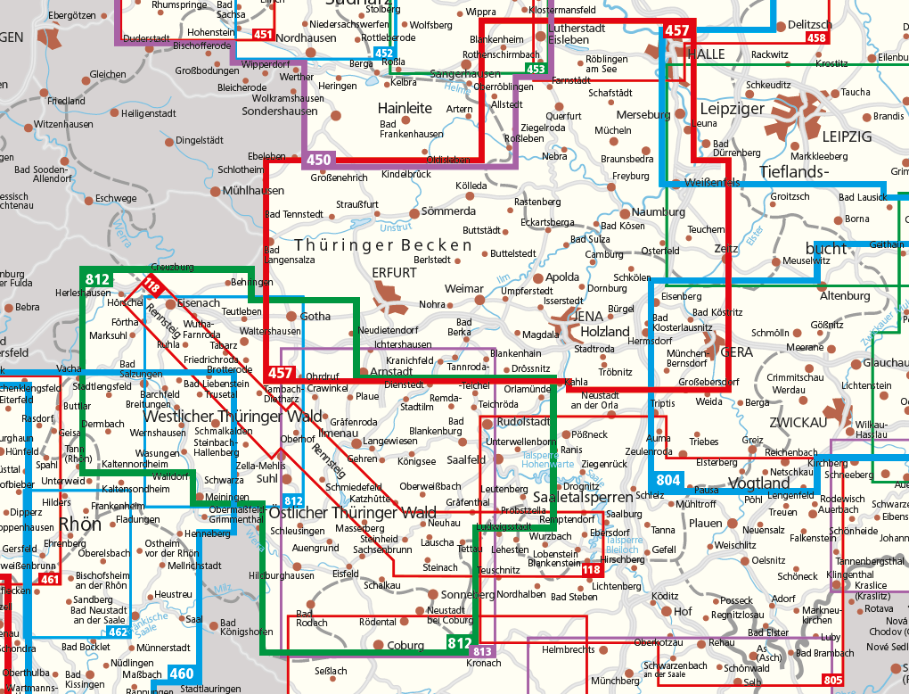 Kompass Wandelkaarten Thüringen / Hessen / Franken