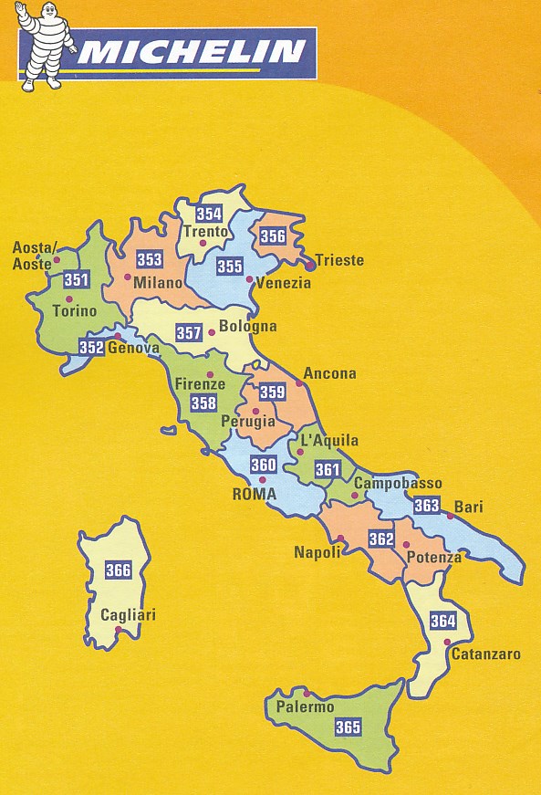 Michelin Wegenkaarten Italilë -  Michelin Local 351 tot 366 - 1:200.000