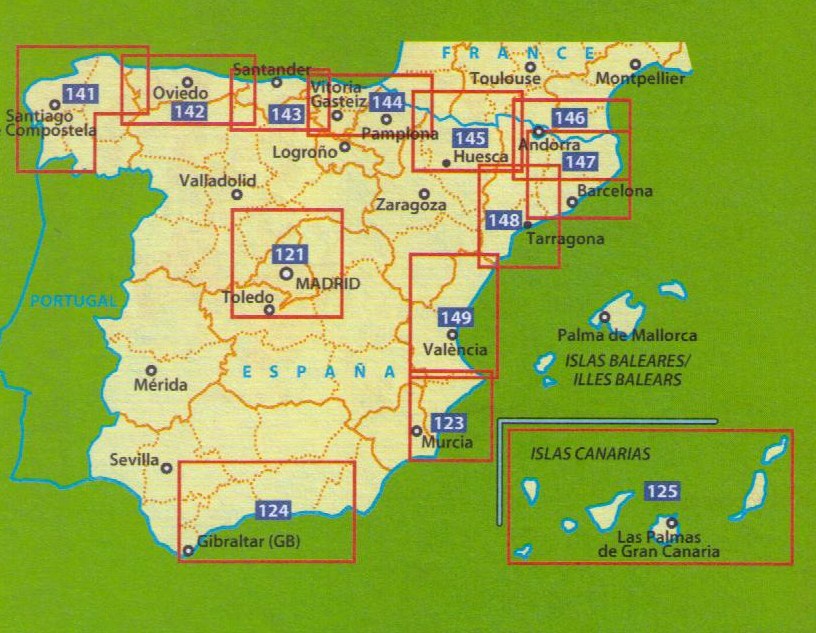 Michelin Wegenkaarten Spanje ZOOM  - Nrs 123 > 148