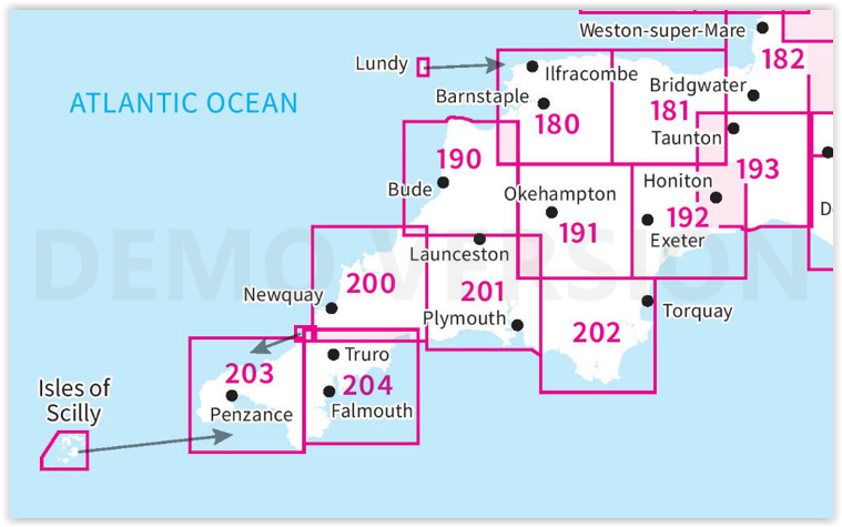 OSI Landranger & Landranger Active - Land's End - Devon - Cornwall