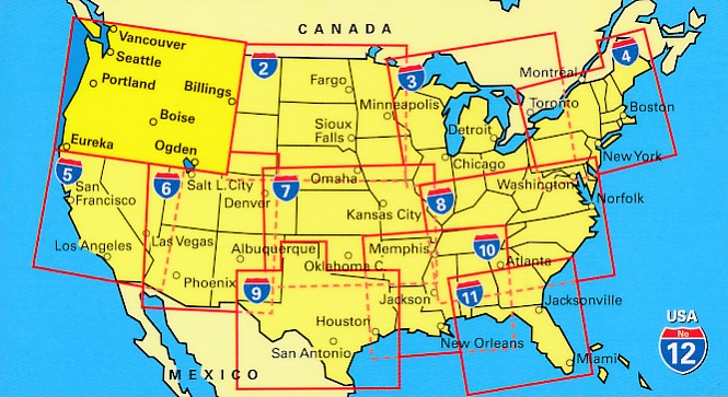USA - Amerika - Verenigde staten van Amerika Landkaarten wegenkaarten 1 - 12