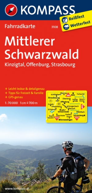 Fietskaart 3108 Mittlerer Schwarzwald & Kinzigtal  Kompass