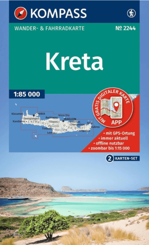 Wandelkaart 2244 Kreta 3-Set mit Radrouten - Kompass 