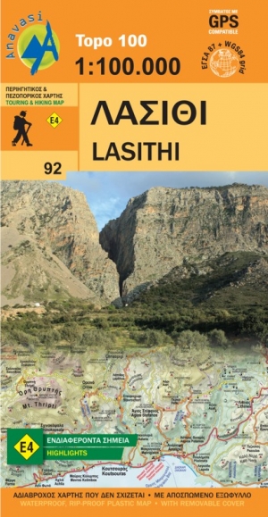 Wandelkaart 92 Lasithi Kreta Griekenland - Anavasi