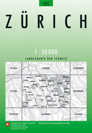 Wandelkaart 225 Zürich Zwitserland - Swisstopo