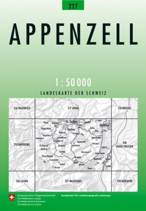 Wandelkaart 227 Appenzell Centraal - Swisstopo