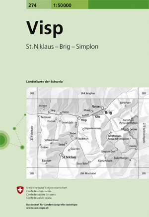 Wandelkaart 274 Visp Wallis Zwitserland - Swisstopo