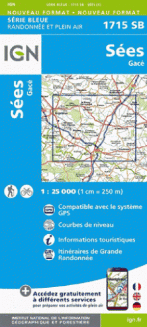 Wandelkaart 1715 SB Sées & Gace - Bass-Normandie - IGN