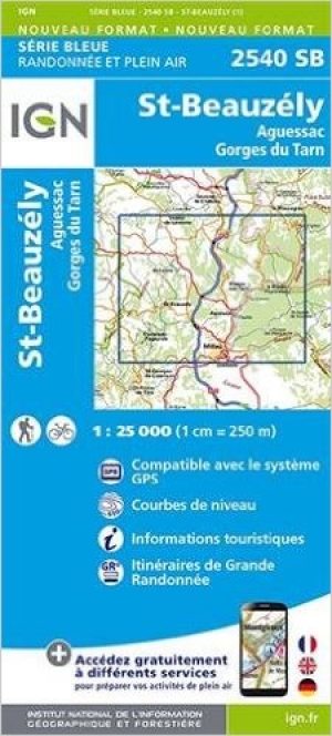 Wandelkaart 2540 SB St-Beauzély- Aguessac & Georges du Tarn