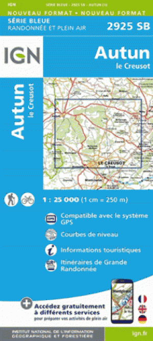 Wandelkaart 2925 SB Autun & Le Creusot - Bourgondie - IGN