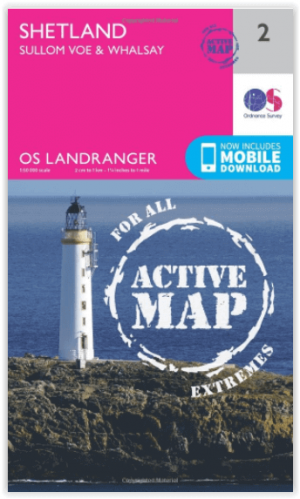 Wandelkaart 2 Shetland- Sullom Voe & Whalsay - OSI