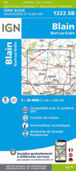 Wandelkaart 1222 SB Blain & Nort-sur-Erdre - IGN