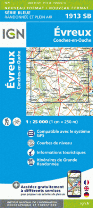 Wandelkaart 1913 SB Evreux & Conches-en-Ouche - IGN