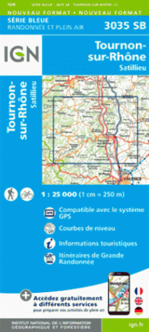 Wandelkaart 3035 SB Tounon-sur-Rhône & Satillieu - IGN