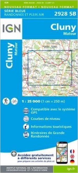 Wandelkaart 2928 SB Cluny & Matour - IGN
