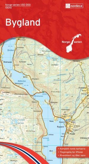 Wandelkaart 10010 Bygland Aust-Agder - Nordeca AS