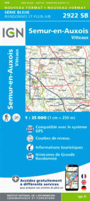 Wandelkaart 2922 SB Semur-en-Auxois & Vitteaux - IGN