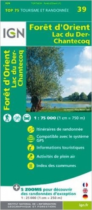 Wandelkaart TOP75 39 Forêt d'Orient & Lac du Der - IGN