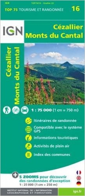 Wandelkaart TOP75 16 Cézallier & Monts du Cantal Auvergne