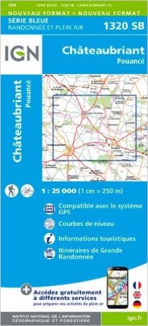 Wandelkaart 1320 SB Châteaubriant & Pouancé - IGN