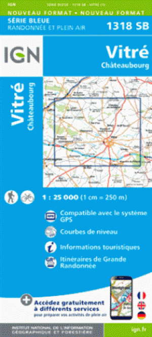 Wandelkaart 1318 SB Vitré & Châteaubourg - IGN