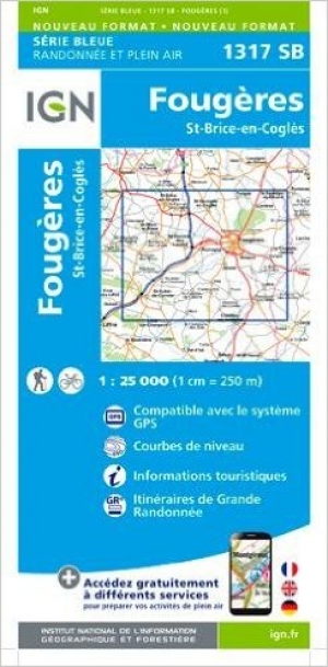 Wandelkaart 1317 SB Fougères & St-Brice-en-Coglès - IGN