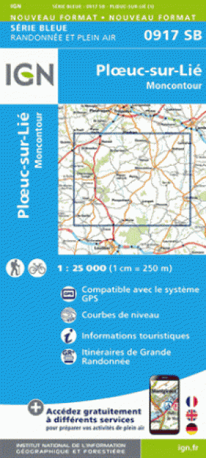 Wandelkaart 0917 SB Ploeuc-sur-Lié & Moncontour - IGN