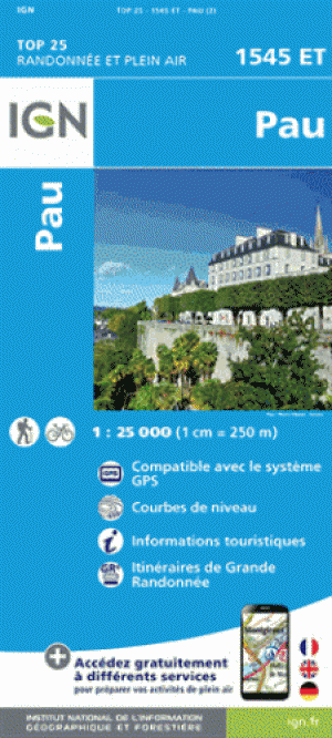 Wandelkaart 1545 ET Pau Aquitaine France - IGN