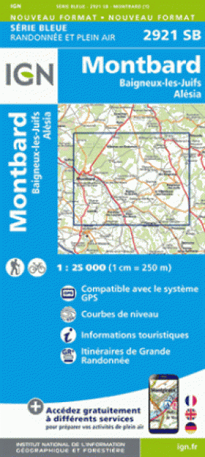 Wandelkaart 2921 SB Montbard Bourgogne - IGN