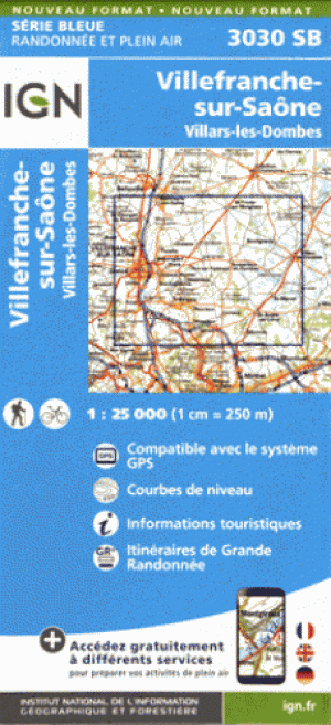 Wandelkaart 3030 SB Villefranche-sur-Saône - IGN