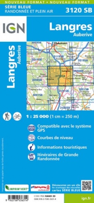 Wandelkaart 3120 SB Langres & Auberive - IGN