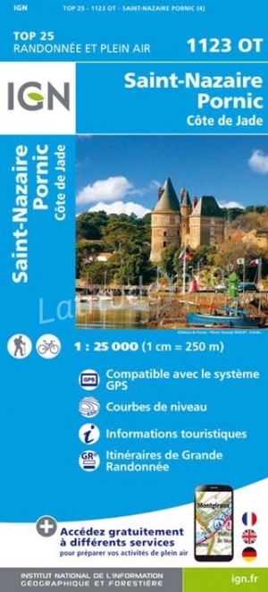 Wandelkaart 1123 OT St-Nazaire - Pornic & Côte de Jade - IGN